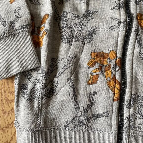 Carters Transformer Robot Print Zip Up Sweatshirt Gray Size 5 - Picture 6 of 9
